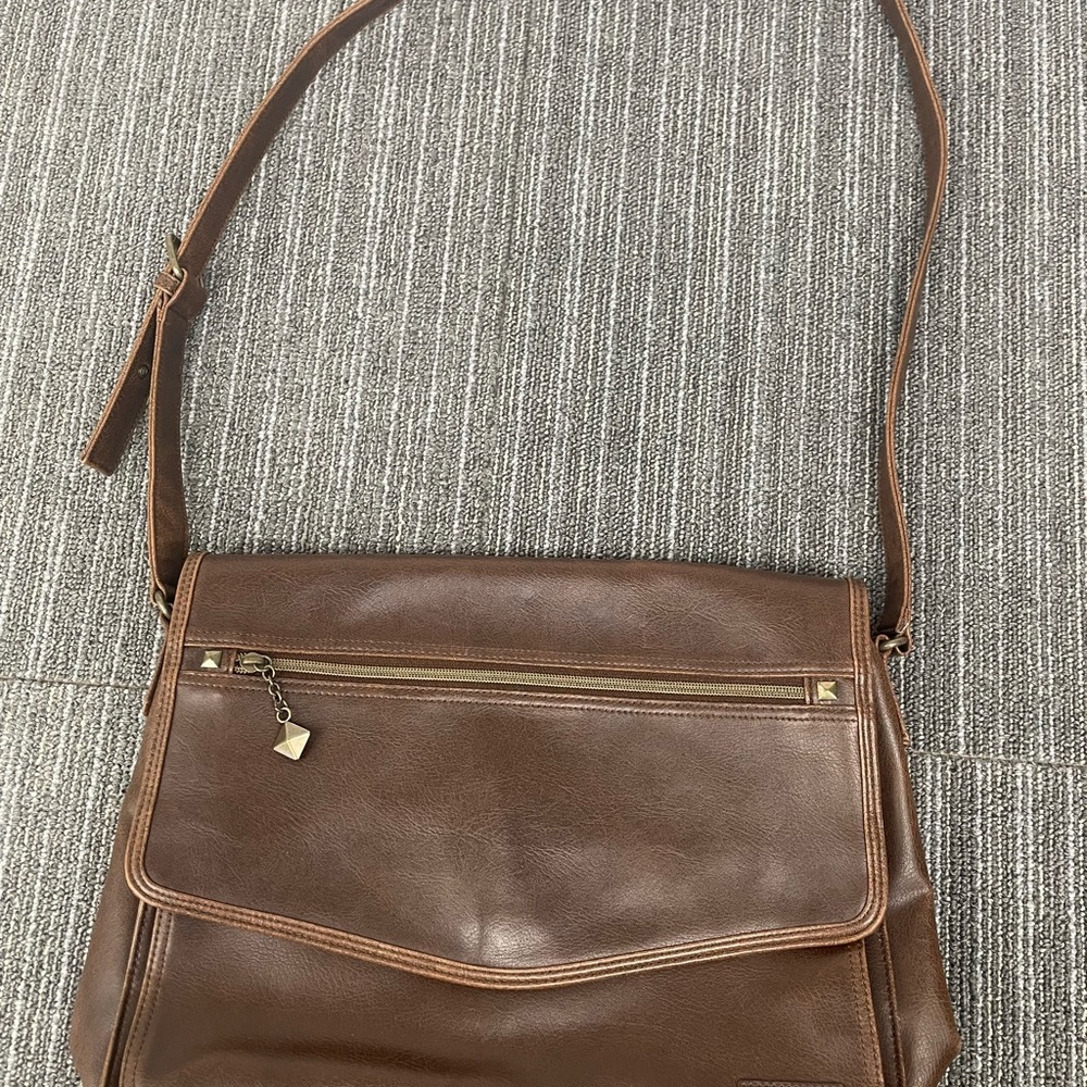 Nine West Brown Leather Shoulder Bag/Messenger Bag